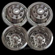 Set of 4 16" stainless steel snap on wheel simulators, 8 lug 8 hand hole